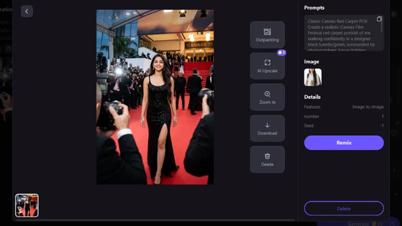 generate cannes red carpet ai fashion photo