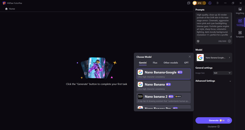 choose ai model and generate fortnite profile picture