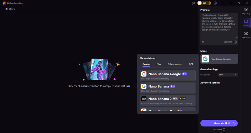choose ai model and generate murder drones oc