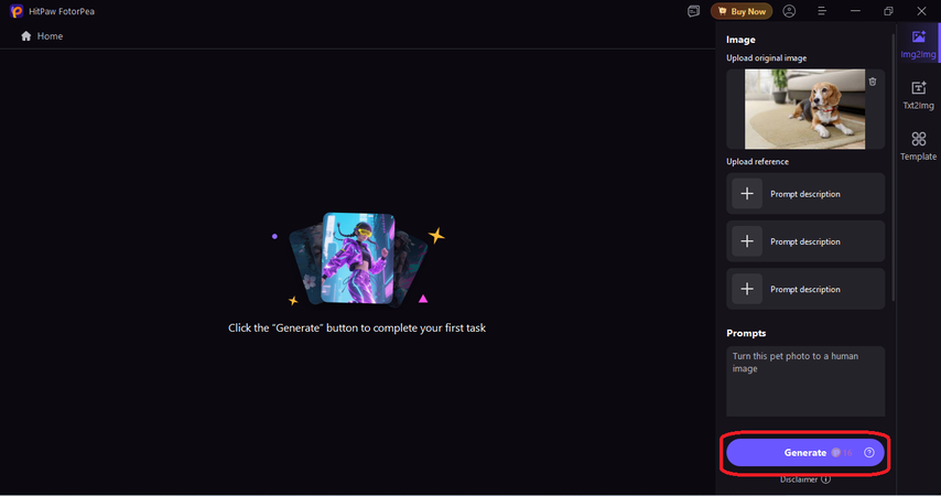 generate a pet to human image