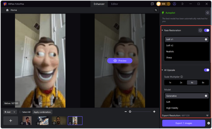 ai image enhancer upscale settings