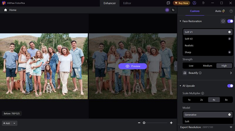Choose AI Enhancement Model in HitPaw FotorPea