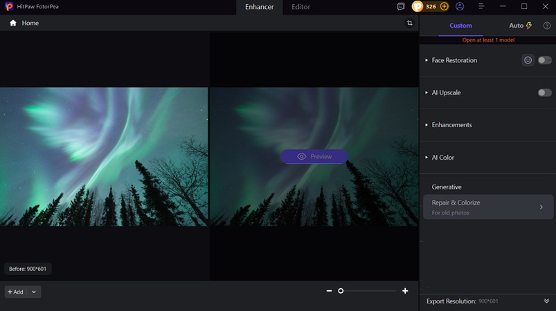 Choose AI Enhancement Model to HitPaw FotorPea