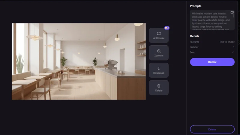 تحميل صورة تصميم داخلي للمقهى نتيجة الذكاء الاصطناعي