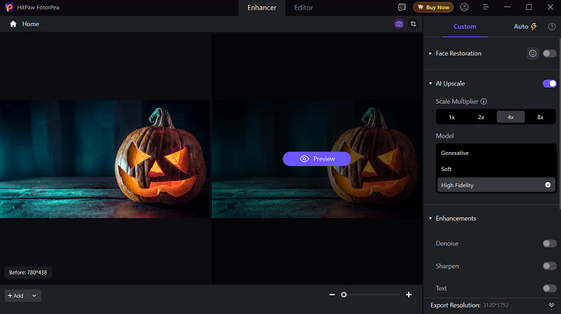 Enhance Image with AI in HitPaw FotorPea