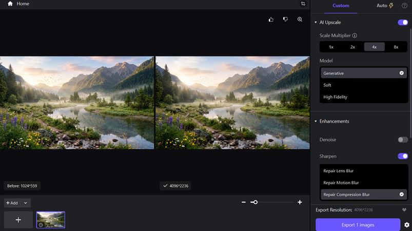 Export Enhanced Image from HitPaw FotorPea