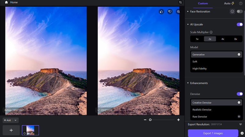 Export Enhanced Photo from HitPaw FotorPea