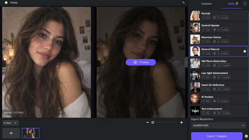 choosing an ai enhancement model in hitpaw fotorpea