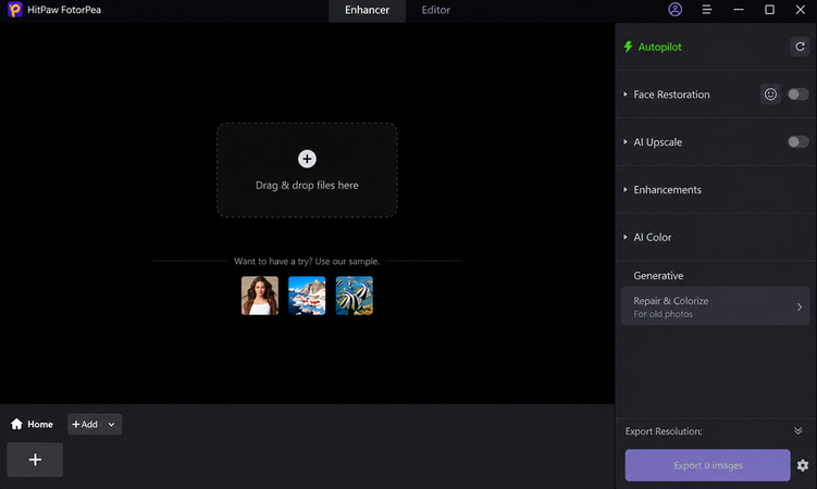 ai photo enhancement interface