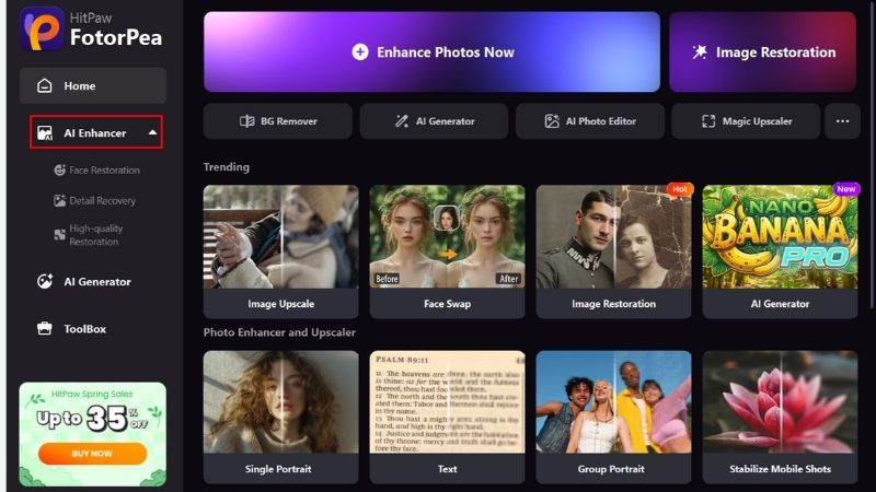 hitpaw fotorpea ai enhancer selection