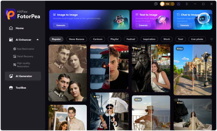 hitpaw fotorpea ai image generation interface