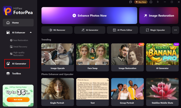 hitpaw fotorpea ai generator interface