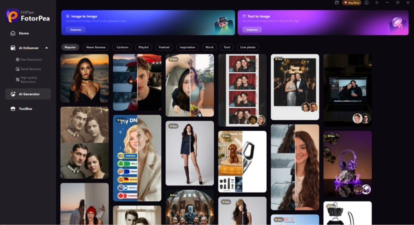 hitpaw fotorpea ai generator with popular styles
