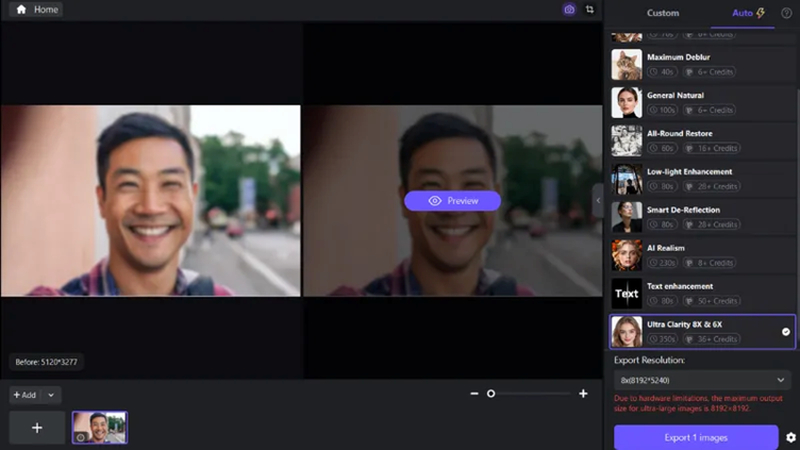 choose photo enhancement ai model