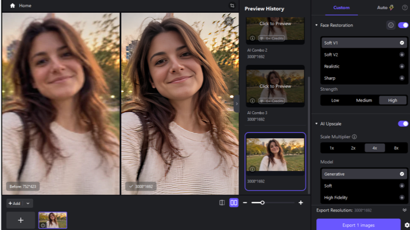 before and after comparison of an iphone photo enhanced
