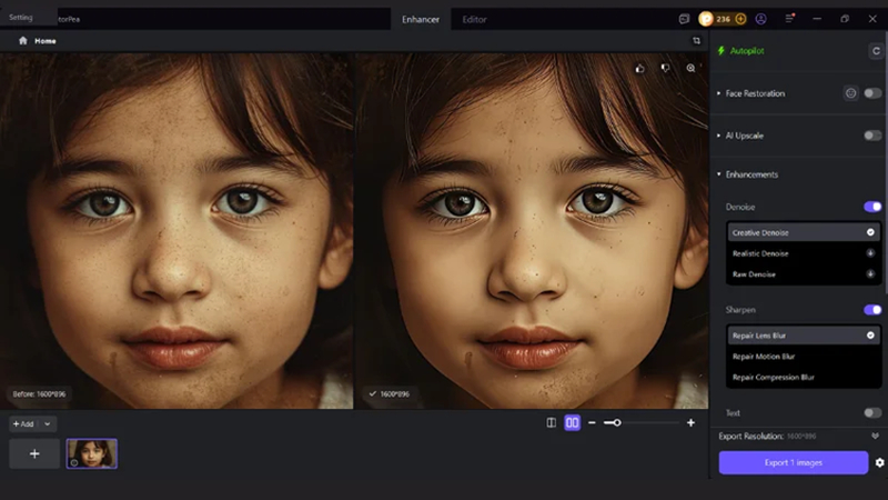 export clean photo after ai denoise