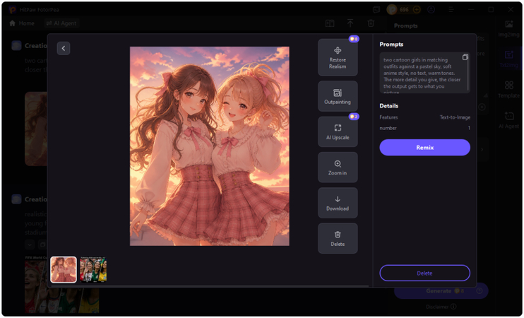 hitpaw fotorpea generate ai bestie wallpaper and review output