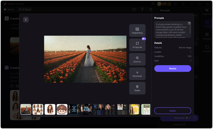generating tulip garden photo in hitpaw fotorpea
