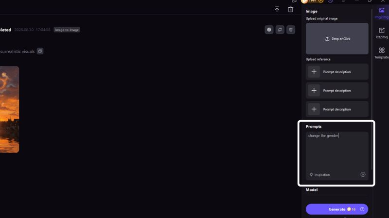 entering girl filter prompt in hitpaw fotorpea