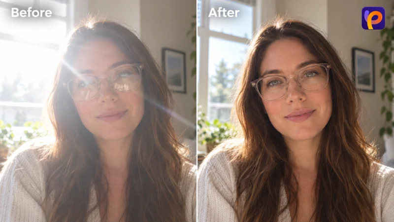 hitpaw fotorpea before and after automated glare removal