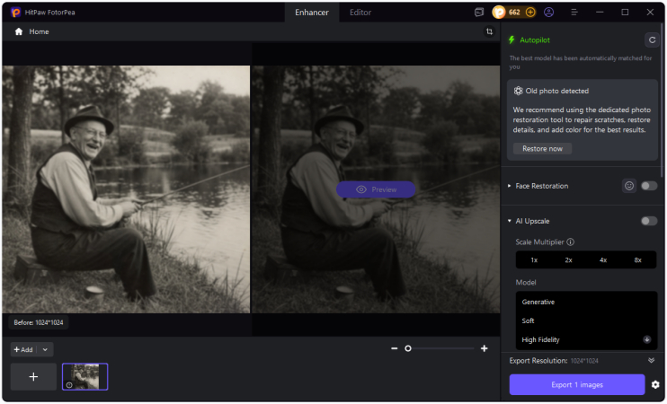 importing a grandfather photo into hitpaw fotorpea