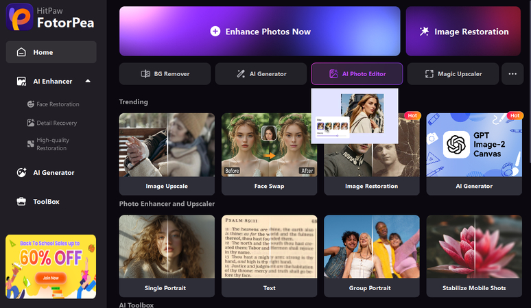 hitpaw fotorpea interface