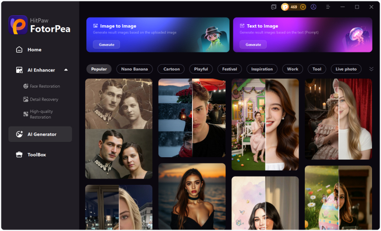 hitpaw fotorpea home screen ai generator