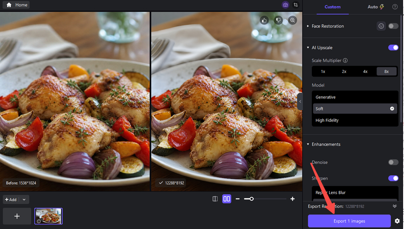 Preview and export an enhanced AI-generated image