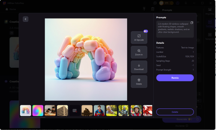 preview and export rainbow background in hitpaw fotorpea
