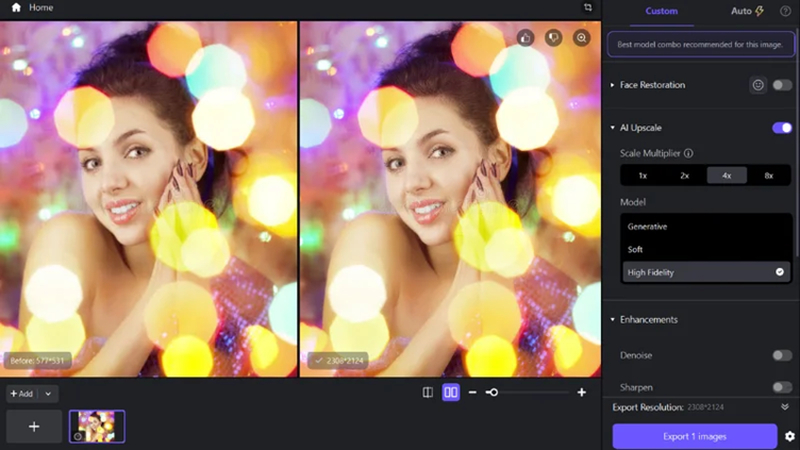preview enhanced result in hitpaw fotorpea before export