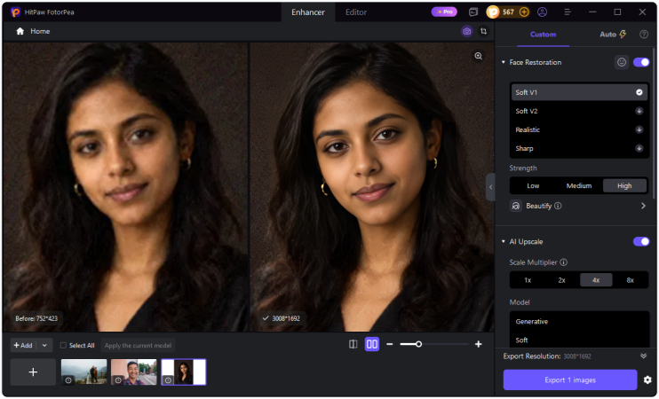 processed portrait ready for saving