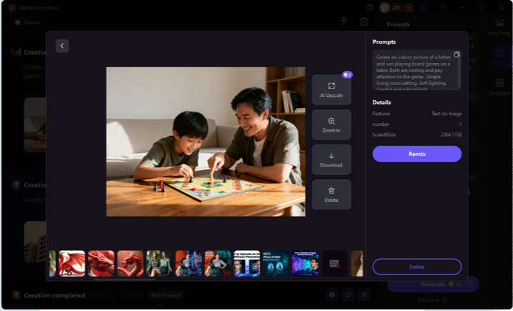 saving ai generated father and son portrait in hitpaw fotorpea
