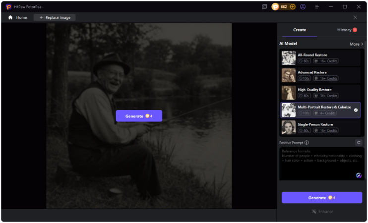 selecting ai enhancement model in hitpaw fotorpea