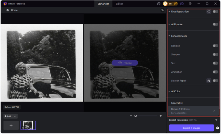 selecting ai model in hitpaw fotorpea to enhance inspirational women photos