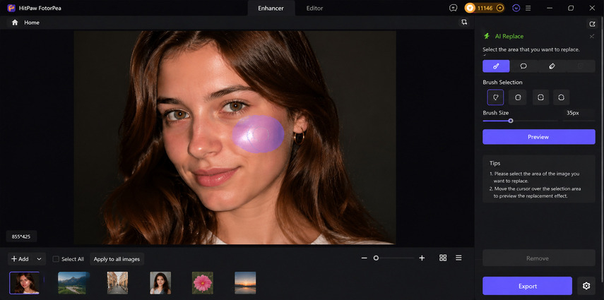 Select flash spot area