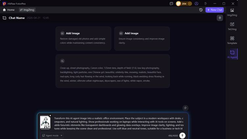 write transformation prompt for ai agent image