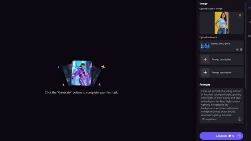 hitpaw fotorpea upload portrait and enter prompt