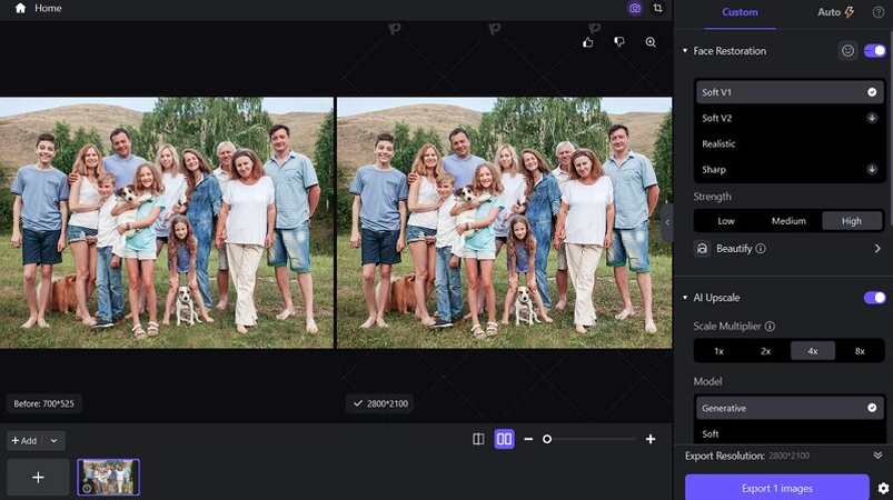 Export Professional Family Photo from HitPaw FotorPea