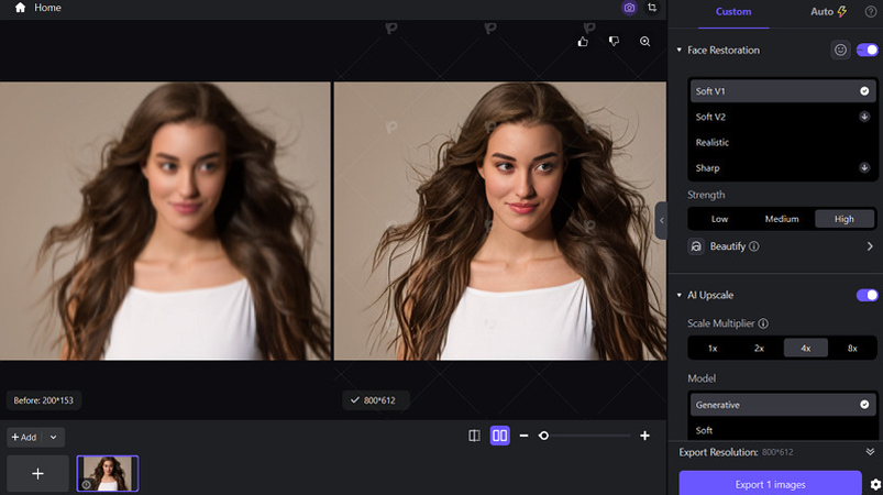Preview and Export from HitPaw FotorPea