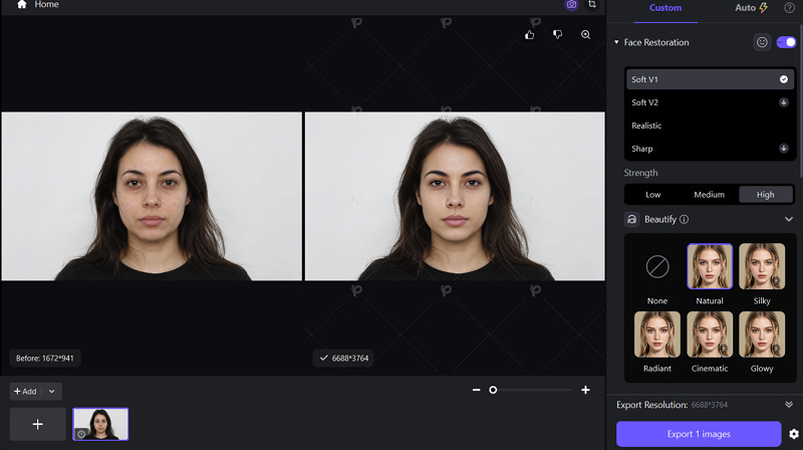 Preview and Export from HitPaw FotorPea
