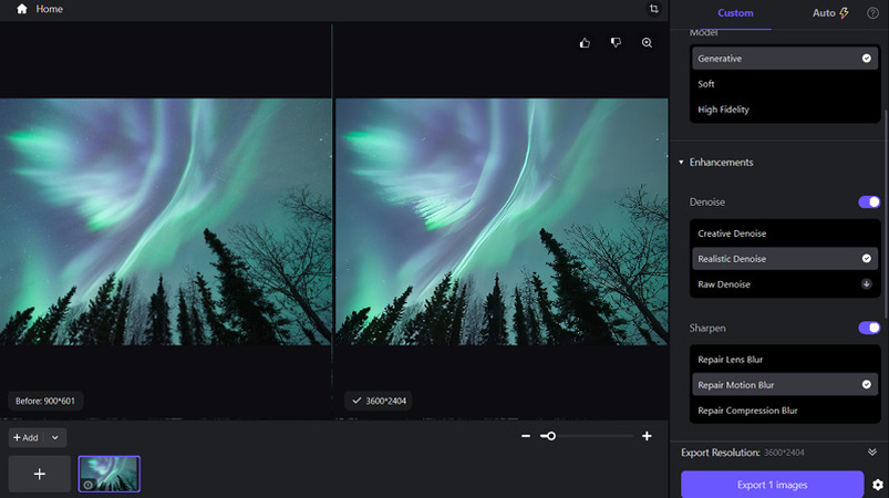 Preview and Export Enhanced Photo from HitPaw FotorPea
