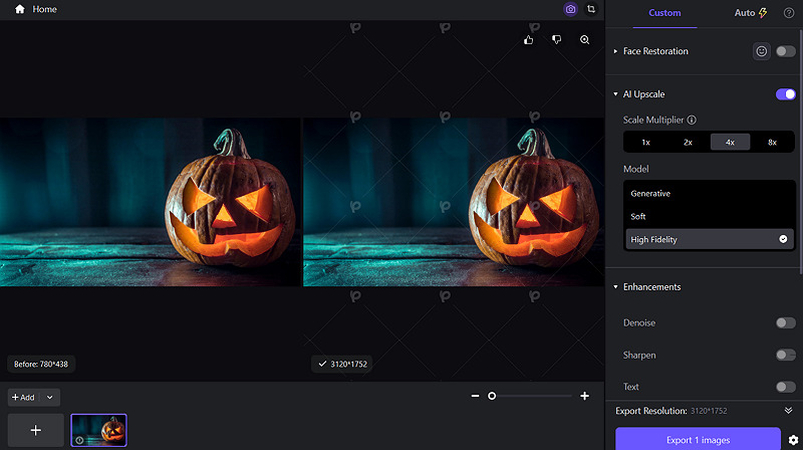 Preview and Export Image from HitPaw FotorPea