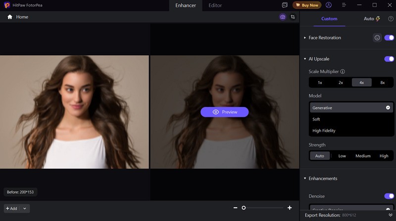 Select AI Enhancement Model in HitPaw FotorPea