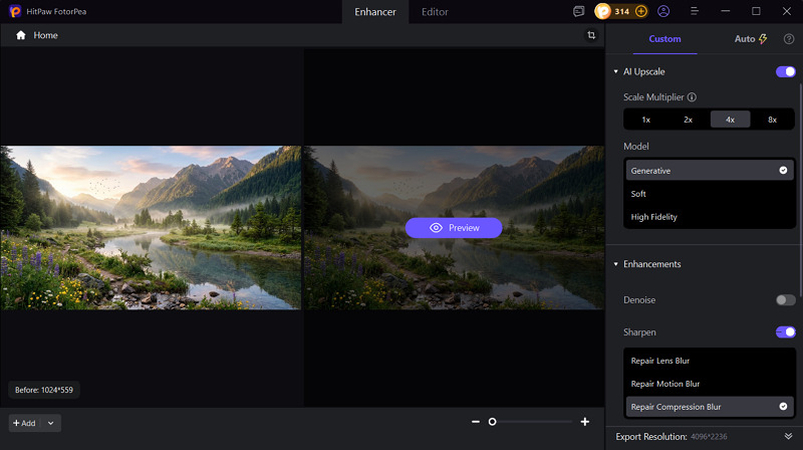 Select AI Model in HitPaw FotorPea