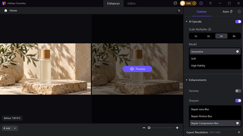 Select AI Upscale Model in HitPaw FotorPea