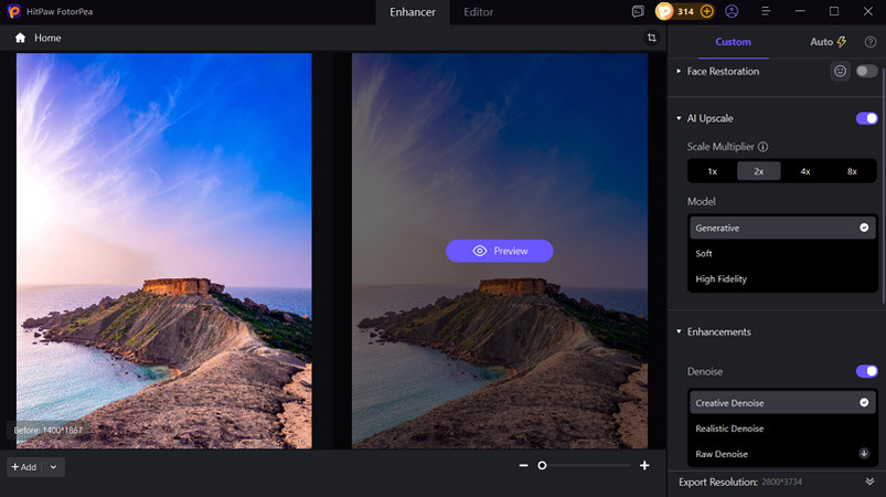 Select the AI Model in HitPaw FotorPea