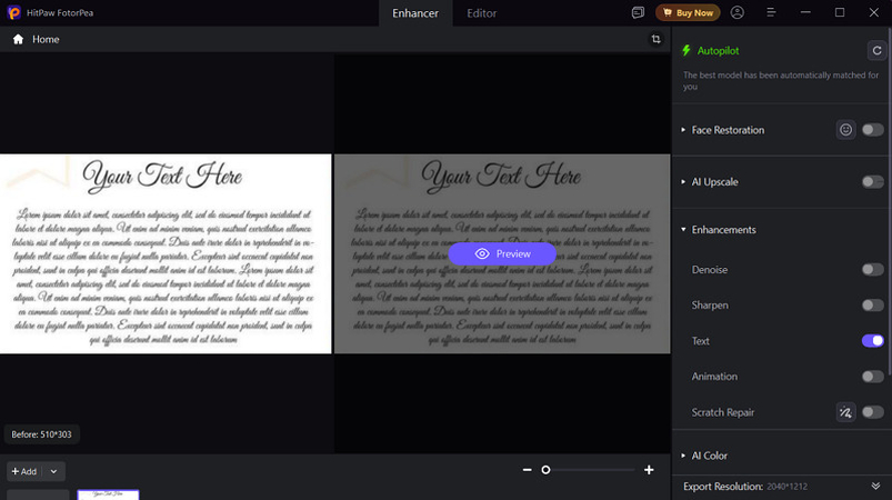 Select Enhancement Model in HitPaw FotorPea