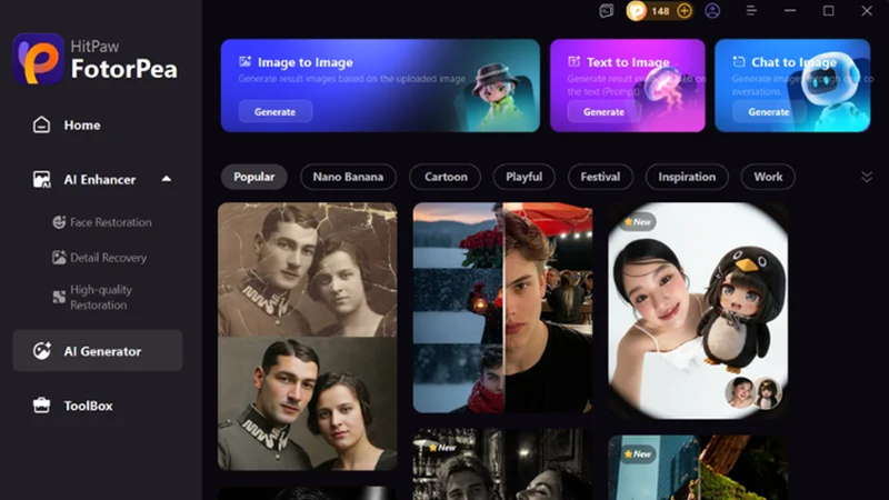 افتح مولد الذكاء الاصطناعي واختر النقر للدردشة