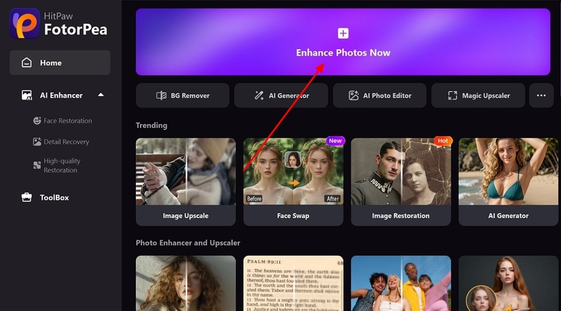 enter the tool to enhance pixelated images
