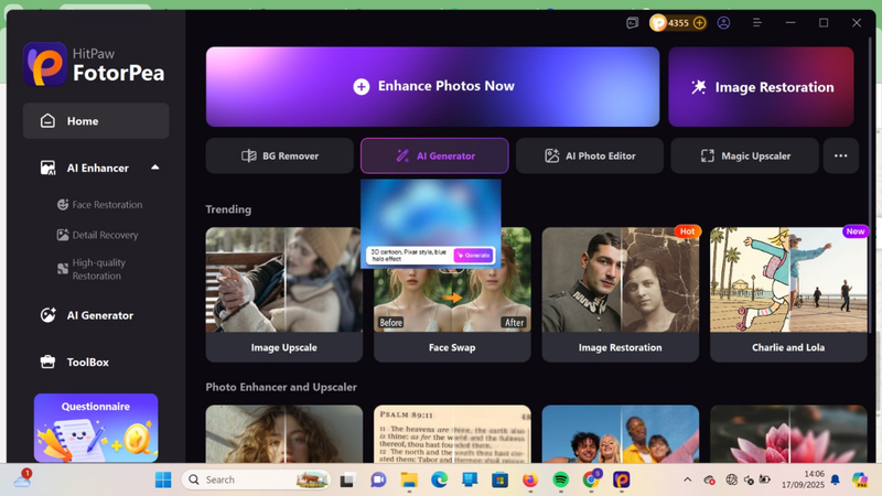 open hitpaw and click on ai generator